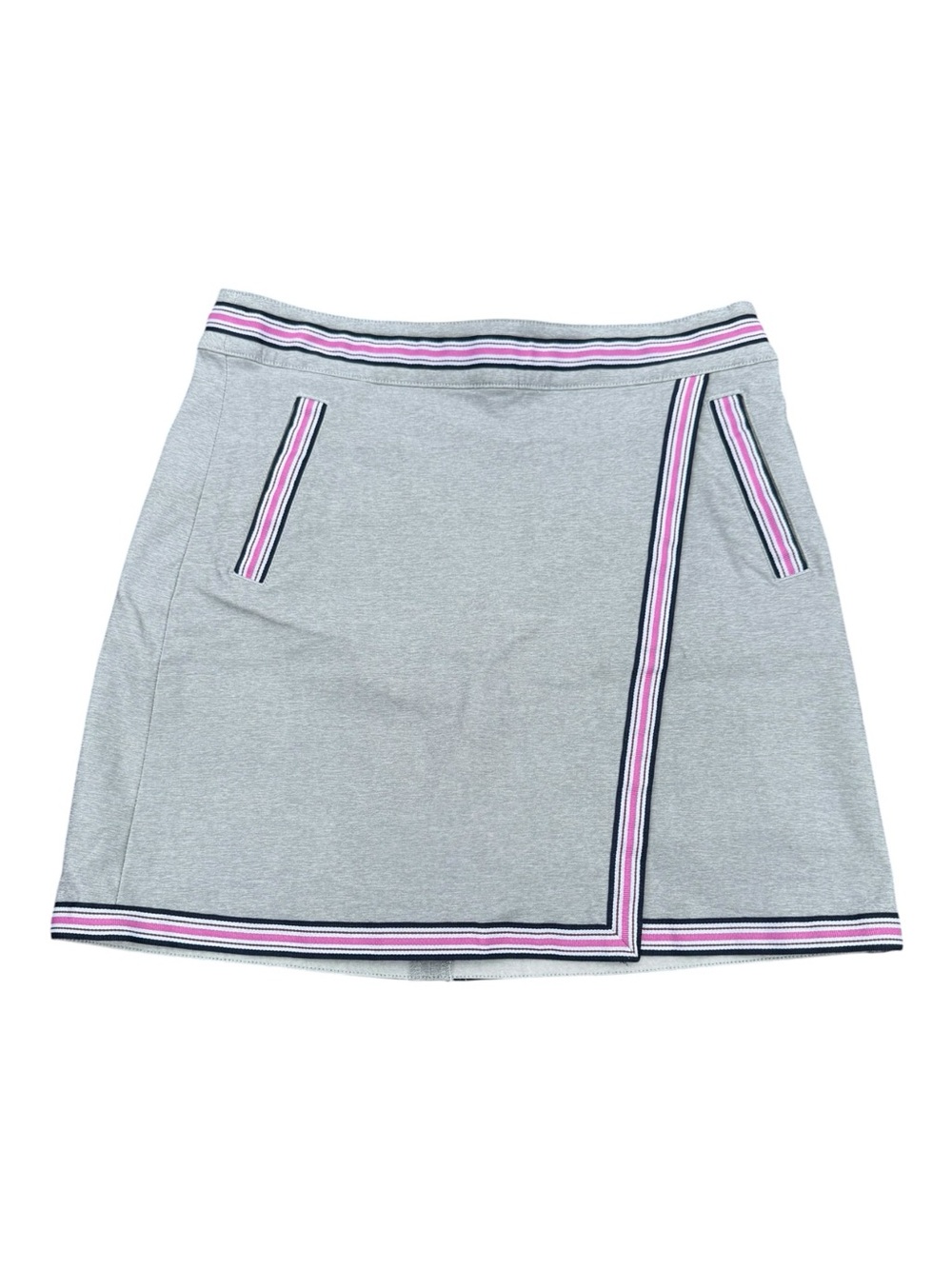 Lady Hagen Missy Wind Front Overlap Skort Gray Pink Trim Size 4 NWT